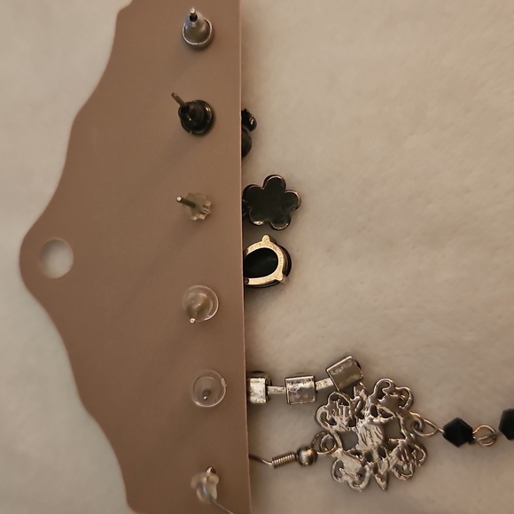 Set of Six Single Black Gothic Baddie Dangle and Post Earrings - Picture 4 of 4